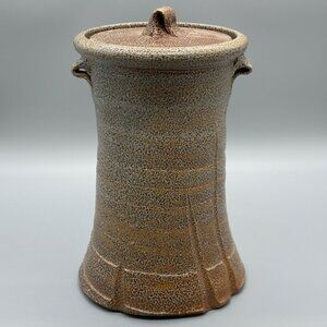 Signed Eldreth Pottery 2007 Brown Salt Glazed Stoneware Crock w/ Lid Hand Thrown